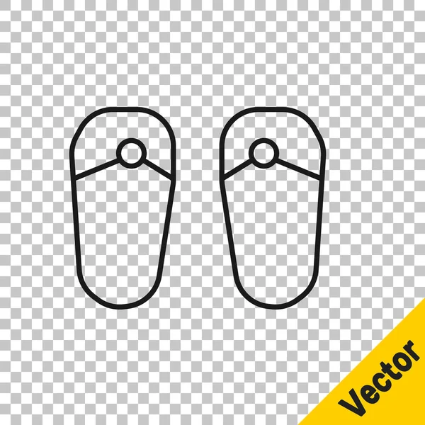 Línea Negra Flip Flops Icono Aislado Sobre Fondo Transparente Cartel — Vector de stock