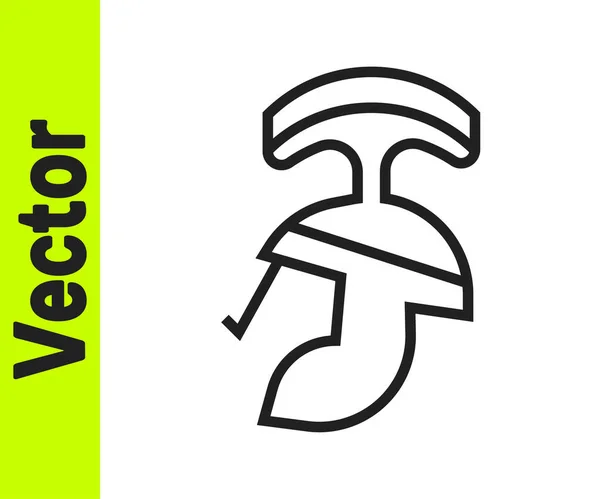 Icono Del Casco Línea Negra Del Ejército Romano Aislado Sobre — Vector de stock