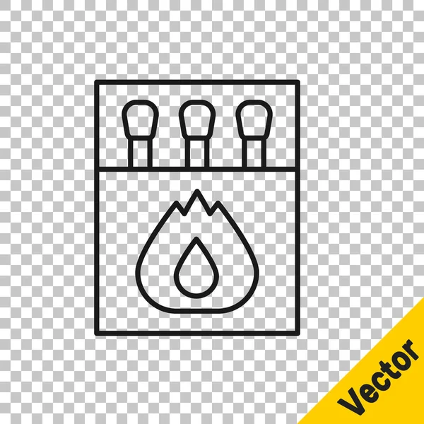 Schwarze Linie Streichholzschachtel Und Streichhölzer Symbol Isoliert Auf Transparentem Hintergrund — Stockvektor