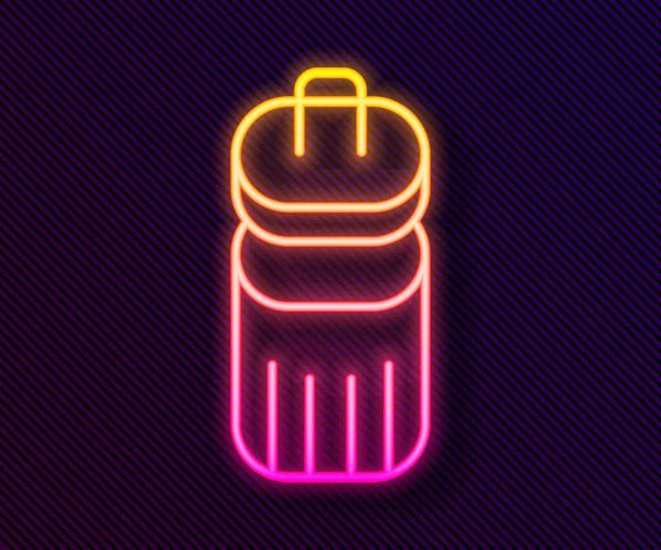 Gloeiende Neon Lijn Prullenbak Pictogram Geïsoleerd Zwarte Achtergrond Vuilnisbak Bord — Stockvector