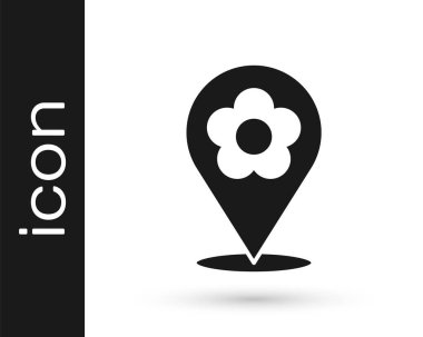 Beyaz arka planda çiçek ikonu olan gri konum. Vektör İllüstrasyonu.