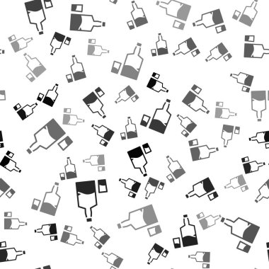 Beyaz arka planda siyah tekila şişesi ve cam ikonu izole edilmiş. Meksika alkolü. Vektör.