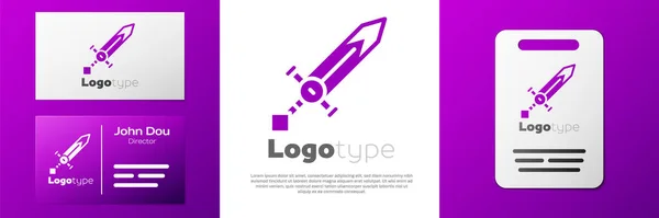 Logotype Icône Épée Médiévale Isolé Sur Fond Blanc Une Arme — Image vectorielle