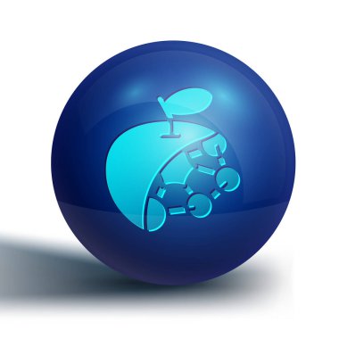 Mavi Biyolojik yapı simgesi beyaz arkaplanda izole edildi. Genetik olarak modifiye edilmiş organizma ve yiyecek. Mavi daire düğmesi. Vektör.