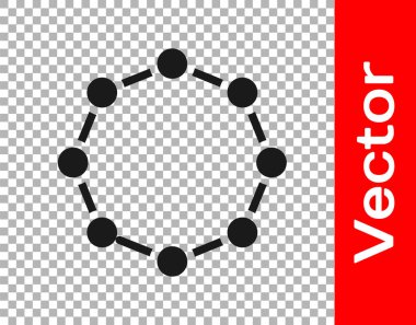 Siyah Kimyasal Formül simgesi şeffaf arkaplanda izole edildi. Yenilikçi tıp, sağlık, araştırma ve bilim için soyut altıgen. Vektör.