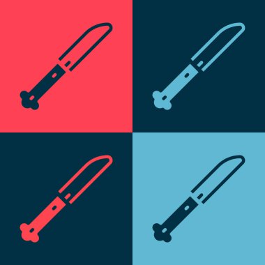 Pop Art Knife simgesi renk arkaplanında izole edildi. Çatal bıçak sembolü. Vektör.