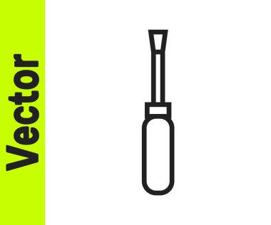 Siyah çizgi tornavida simgesi beyaz arkaplanda izole edildi. Servis aracı sembolü. Vektör İllüstrasyonu.