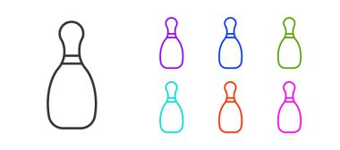 Siyah çizgi bovling lobut simgesi beyaz arkaplanda izole edildi. Simgeleri renklendirin. Vektör İllüstrasyonu.