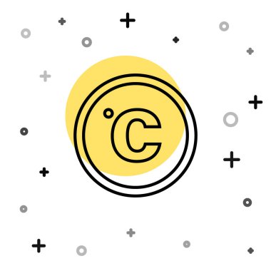 Siyah Celsius simgesi beyaz arkaplanda izole edilmiş. Rastgele dinamik şekiller. Vektör.