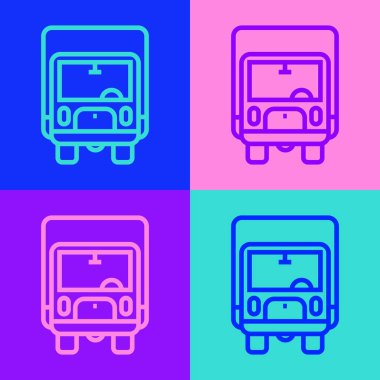 Pop Art Line Kargo Aracı ikonu renk arkaplanında izole edildi. Vektör.