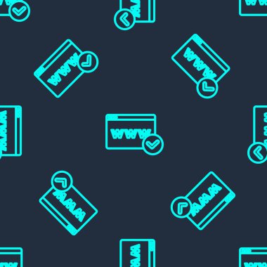 Yeşil çizgi web sitesi şablonu simgesi mavi arkaplanda izole edilmiş pürüzsüz desen. İnternet iletişim protokolü. Vektör.