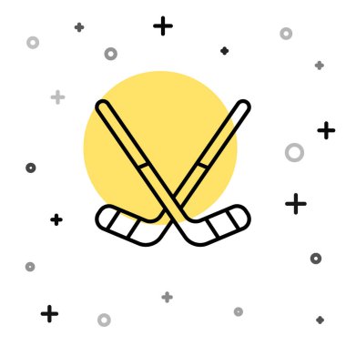 Siyah çizgi buz hokeyi sopaları beyaz arka planda izole edilmiş. Rastgele dinamik şekiller. Vektör.