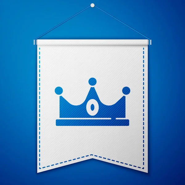 Blue King Krone Symbol Isoliert Auf Blauem Hintergrund Weiße Wimpelvorlage — Stockvektor