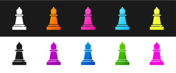 Set Chess Icon Isolated Black White Background Business Strategy Game — Stock Vector