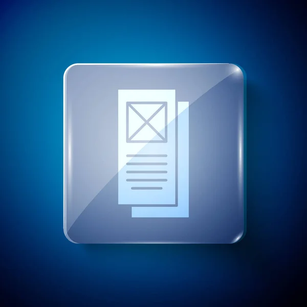 Weißes Browserfenster Symbol Isoliert Auf Blauem Hintergrund Quadratische Glasscheiben Vektor — Stockvektor