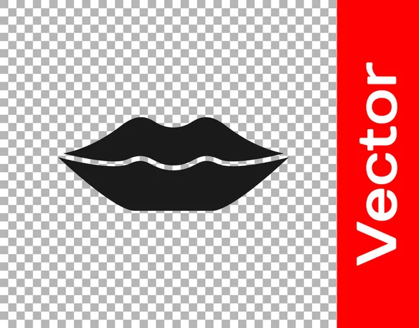 Black Smiling Lips Icon Isolated Transparent Background Smile Symbol Vector — Stock Vector