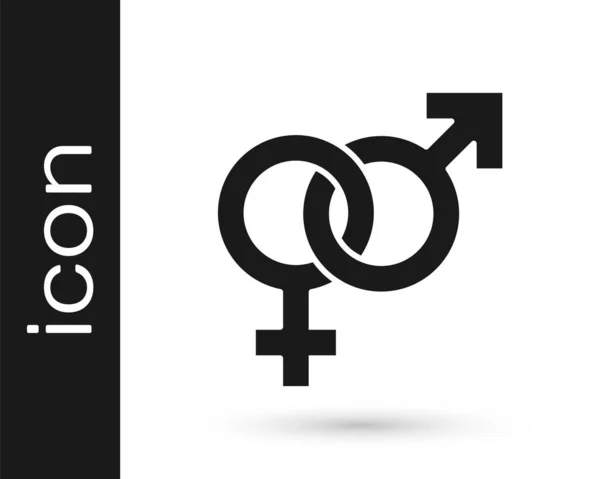 在白色背景上孤立的黑人性别图标 男子和妇女的象征 性符号 — 图库矢量图片