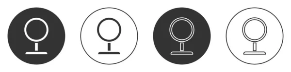 黑色圆形化妆镜图标孤立在白色背景上 圆形按钮 — 图库矢量图片