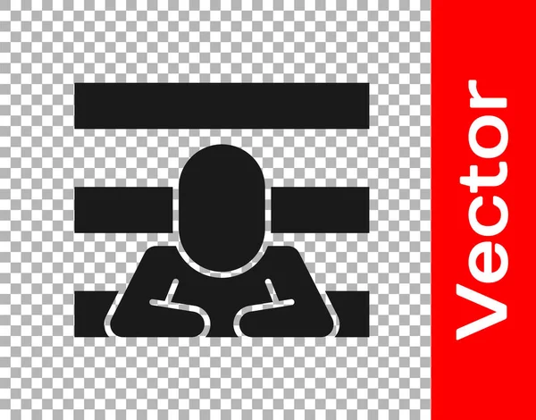 Zwarte Gevangene Pictogram Geïsoleerd Transparante Achtergrond Vector — Stockvector