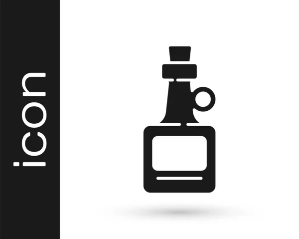 Чорний Алкоголь Піктограму Пляшки Рому Ізольовано Білому Тлі Векторні — стоковий вектор
