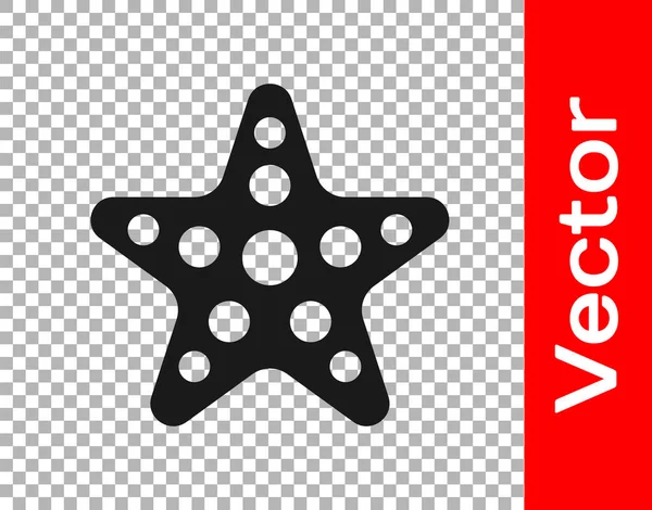 Icône Étoile Mer Noire Isolée Sur Fond Transparent Vecteur — Image vectorielle
