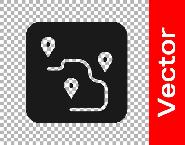 Das Schwarze Routensymbol Isoliert Auf Transparentem Hintergrund Kartenzeiger Zeichen Konzept — Stockvektor