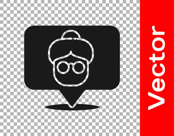 Черный Дом Престарелых Здания Значок Изолирован Прозрачном Фоне Здравоохранение Пожилых — стоковый вектор