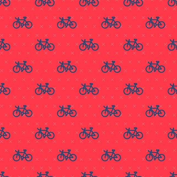 Μπλε Γραμμή Ποδήλατο Εικονίδιο Απομονωμένη Αδιάλειπτη Μοτίβο Κόκκινο Φόντο Αγώνας — Διανυσματικό Αρχείο