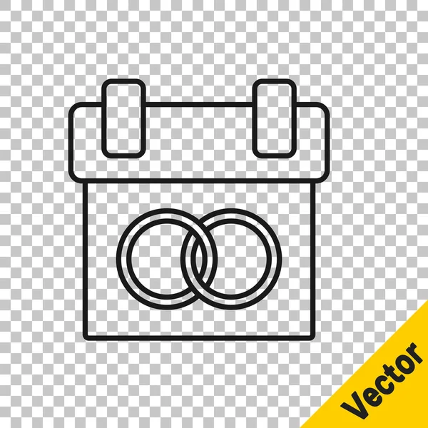 透明な背景に隔離されたブラックラインカレンダーアイコン イベントリマインダーシンボル ベクトル — ストックベクタ