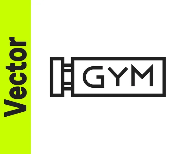 Black Line Location Gym Icon Isolated White Background Vector — Stock Vector