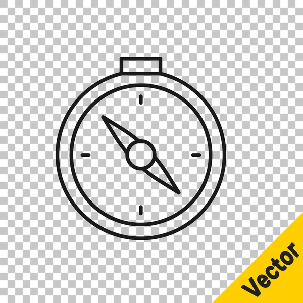 Черная Линия Значок Компаса Изолирован Прозрачном Фоне Символ Навигации Windrose — стоковый вектор