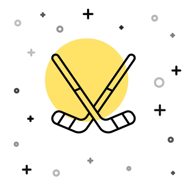 Svart Linje Ishockey Pinnar Ikon Isolerad Vit Bakgrund Slumpmässiga Dynamiska — Stock vektor