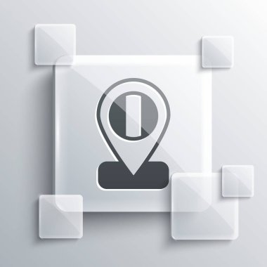 Gri Konum bayrağı İtalya simgesi gri arka planda izole edildi. Kare cam paneller. Vektör.