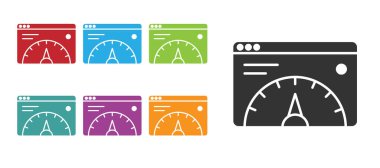 Siyah Web analitik bilgi ve geliştirme web sitesi istatistik simgesi beyaz arkaplanda izole edildi. Analiz, yönetim, pazarlama, araştırma. Simgeleri renklendirin. Vektör.