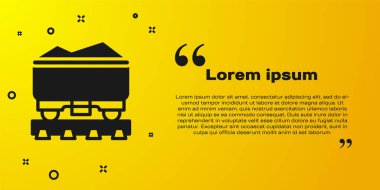 Siyah Kömür Treni ikonu sarı arka planda izole edildi. Demiryolu taşımacılığı. Vektör.