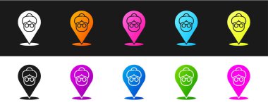 Bakımevi ikonunu siyah beyaz arka planda izole et. Yaşlı ve hasta insanlar için sağlık hizmeti. Emekli insanlar için merkez. Vektör.