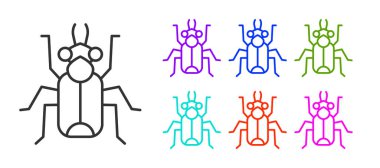 Siyah çizgi böceği simgesi beyaz arkaplanda izole edildi. Simgeleri renklendirin. Vektör.