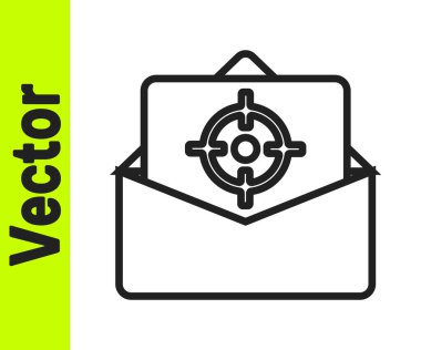 Beyaz arkaplanda siyah satır e- posta ve e- posta simgesi izole edildi. Zarf sembolü e-postası. E- posta kodu. Vektör.