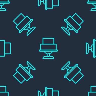 Yeşil çizgi düğün pastası ikonu mavi arka planda izole edilmiş kusursuz desen. Vektör.