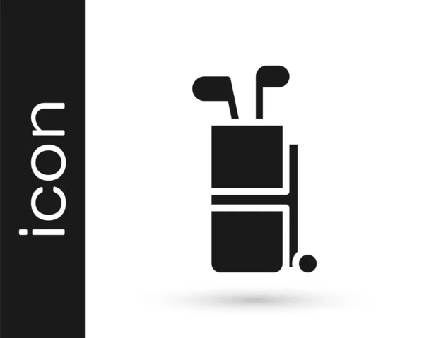 Zwarte Golftas Met Clubs Pictogram Geïsoleerd Witte Achtergrond Vector — Stockvector