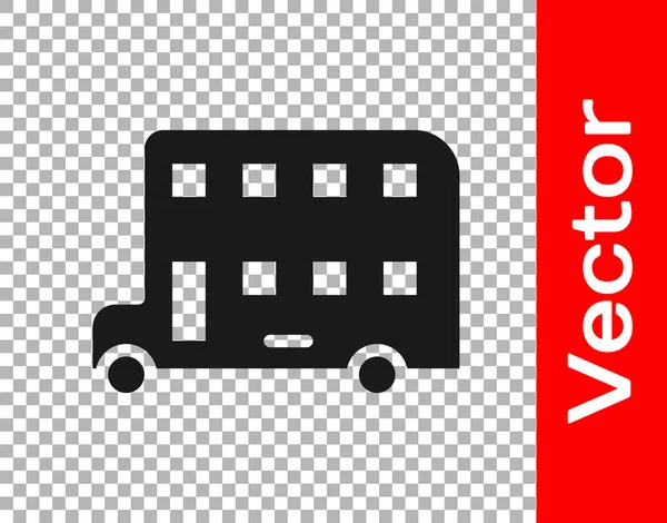 Black Icono Bus Dos Pisos Aislado Sobre Fondo Transparente Autobús — Vector de stock