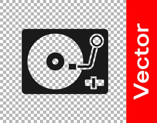 Schwarzer Plattenspieler Mit Einem Auf Transparentem Hintergrund Isolierten Schallplattensymbol Vektor — Stockvektor