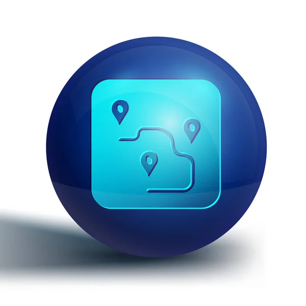 Icono Ubicación Ruta Azul Aislado Sobre Fondo Blanco Señal Mapa — Archivo Imágenes Vectoriales