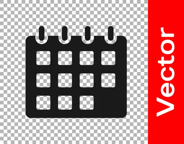 Schwarzes Kalender Symbol Isoliert Auf Transparentem Hintergrund Erinnerungssymbol Vektor — Stockvektor