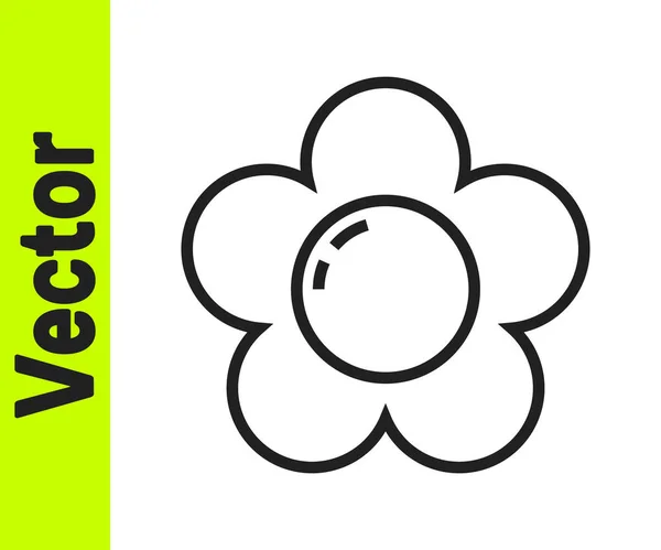 Black Line Flower Icon Isolated White Background Vector Illustration — Stock Vector