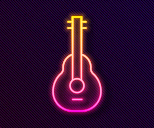 Icono Guitarra Mexicana Línea Neón Brillante Aislado Sobre Fondo Negro — Vector de stock