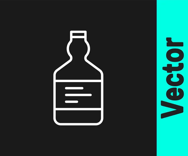 Valkoinen Viiva Tequila Pullo Kuvake Eristetty Mustalla Pohjalla Meksikolainen Alkoholijuoma — vektorikuva