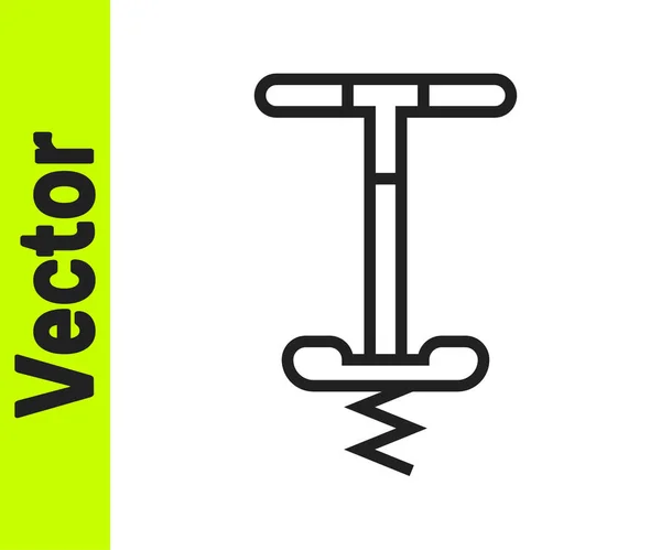 Línea Negra Pogo Stick Jumping Toy Icon Aislado Sobre Fondo — Archivo Imágenes Vectoriales