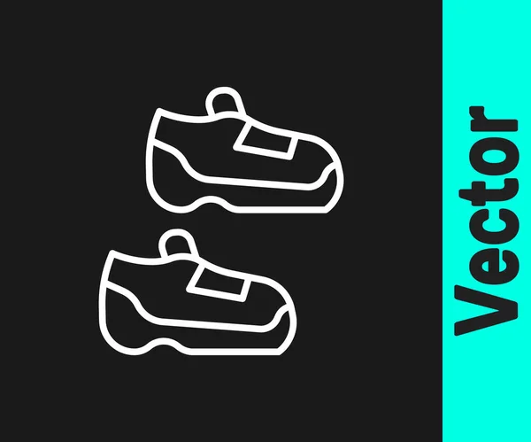 Белая Линия Обуви Тренировок Бегущая Икона Черном Фоне Спортивная Обувь — стоковый вектор
