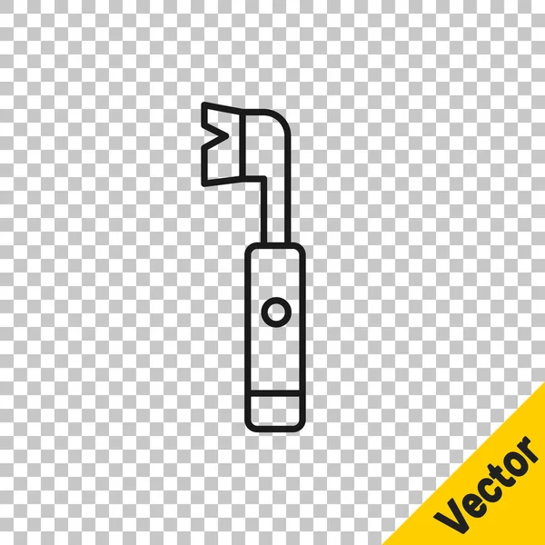 Schwarze Linie Elektrische Zahnbürste Symbol Isoliert Auf Transparentem Hintergrund Vektor — Stockvektor